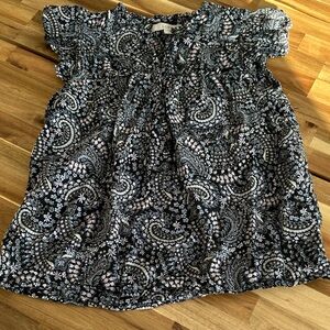 LOFT Black and White Paisley Blouse
